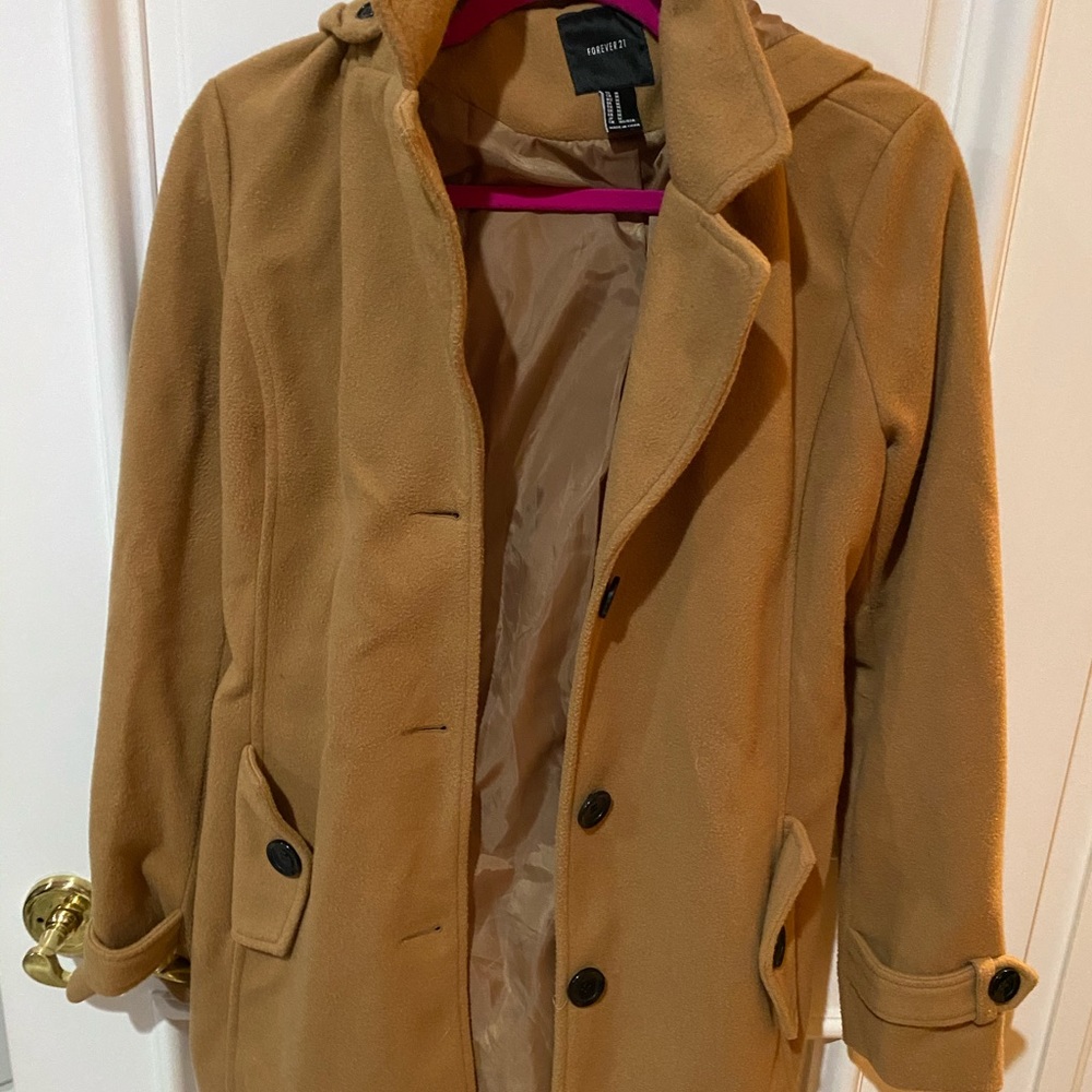 Camel Color Trench Coat with belt and Hood